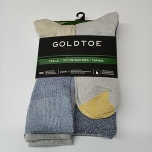 GOLDTOE Men’s 6 Pk Casual Multicolored Crew Socks Size 6-12.5 Moisture Wicking